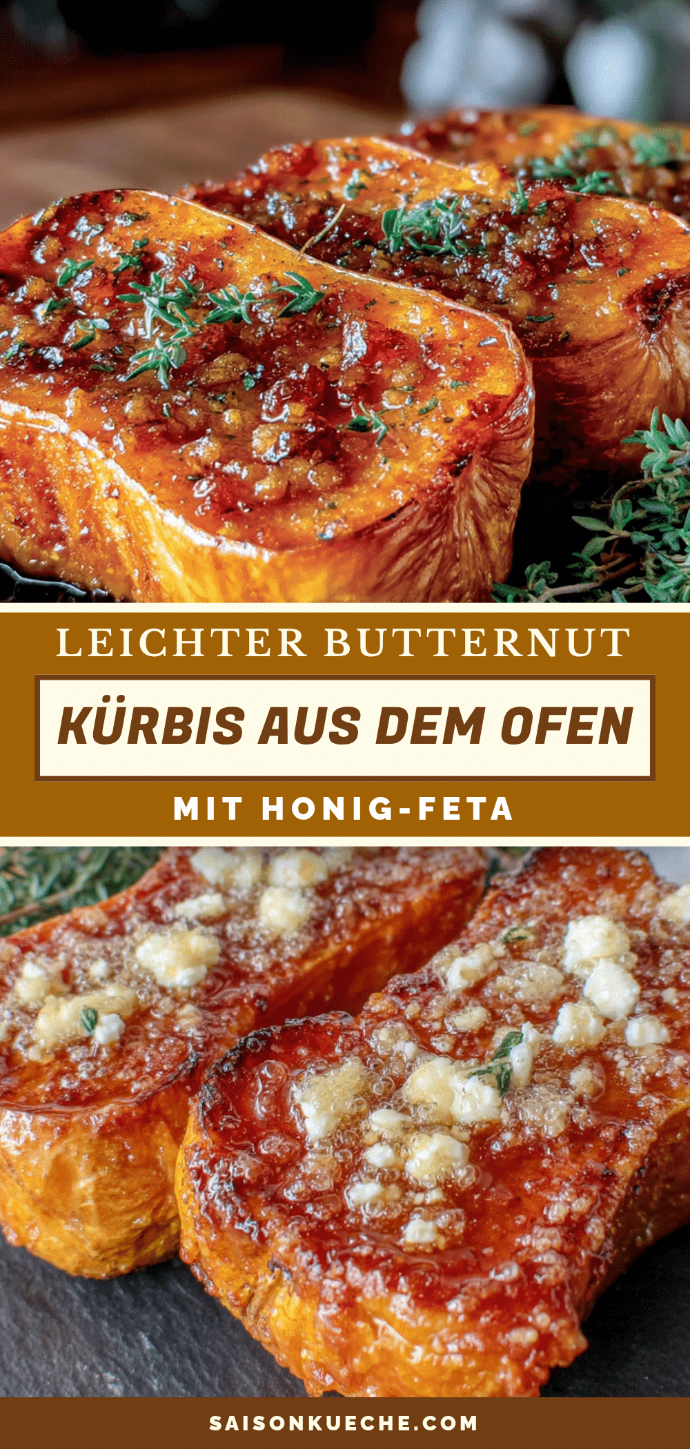 Butternut-Kürbis aus dem Ofen mit Honig-Feta recipe