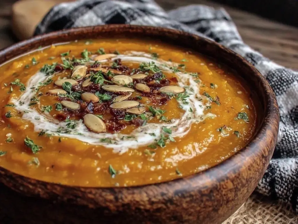cremige Kokos-Kürbissuppe mit Ingwer - featured image