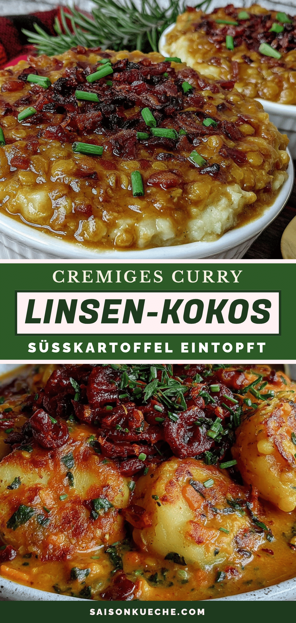 Cremiges Linsen-Kokos-Curry mit Süßkartoffel recipe
