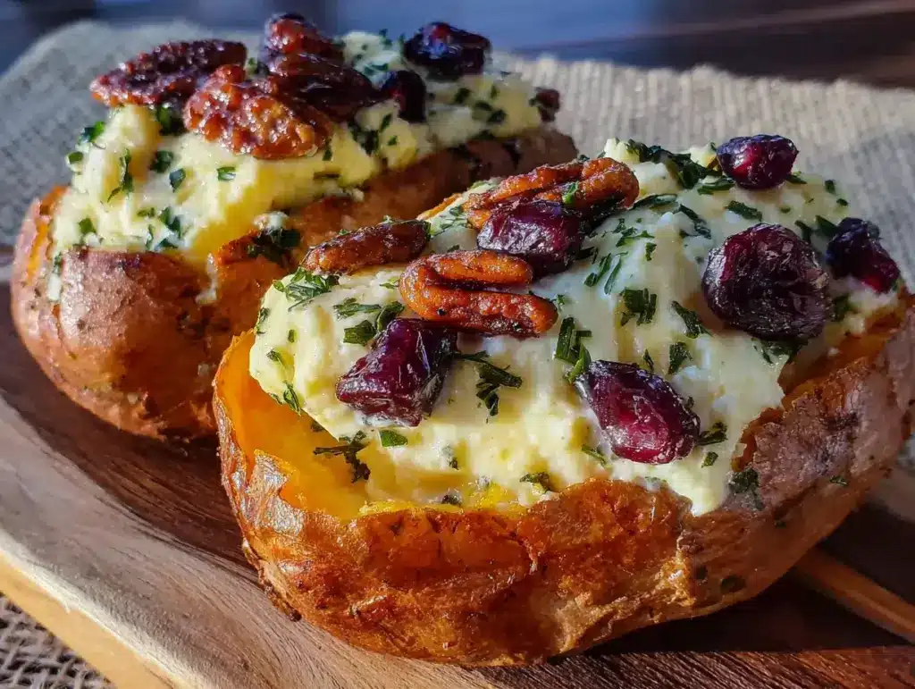 gefüllte Süßkartoffeln mit Kräutercreme - featured image