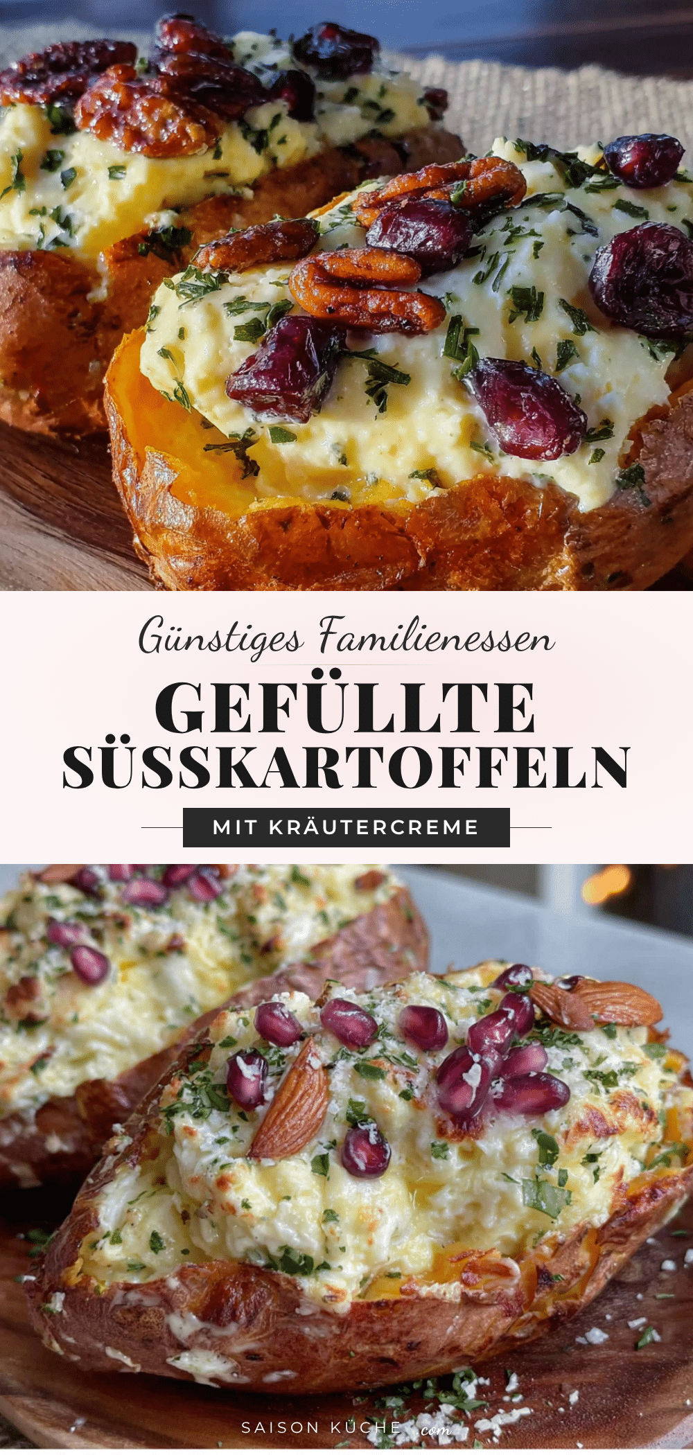 gefüllte Süßkartoffeln mit Kräutercreme recipe