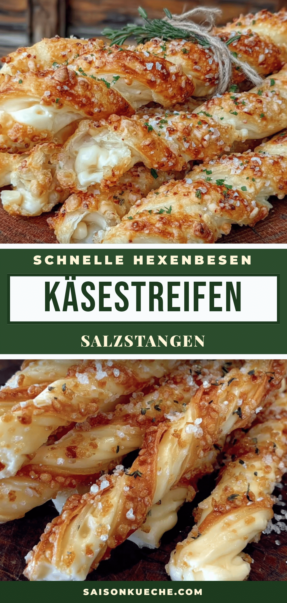 Hexenbesen aus Käsestreifen und Salzstangen recipe