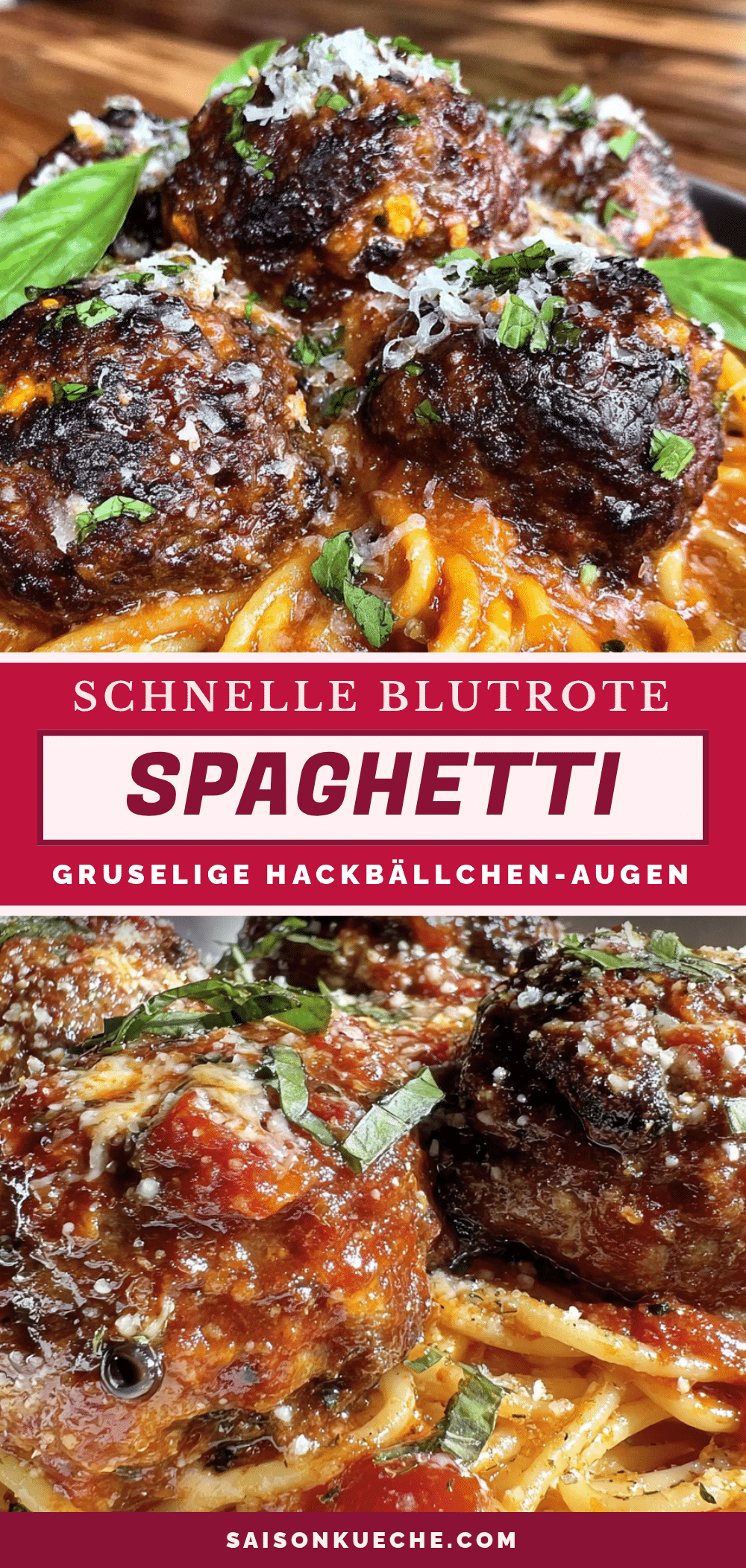 Blutrote Spaghetti Halloween Rezept recipe