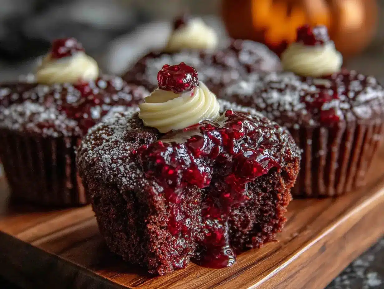 Halloween-Muffins mit flüssigem Kern preparation steps