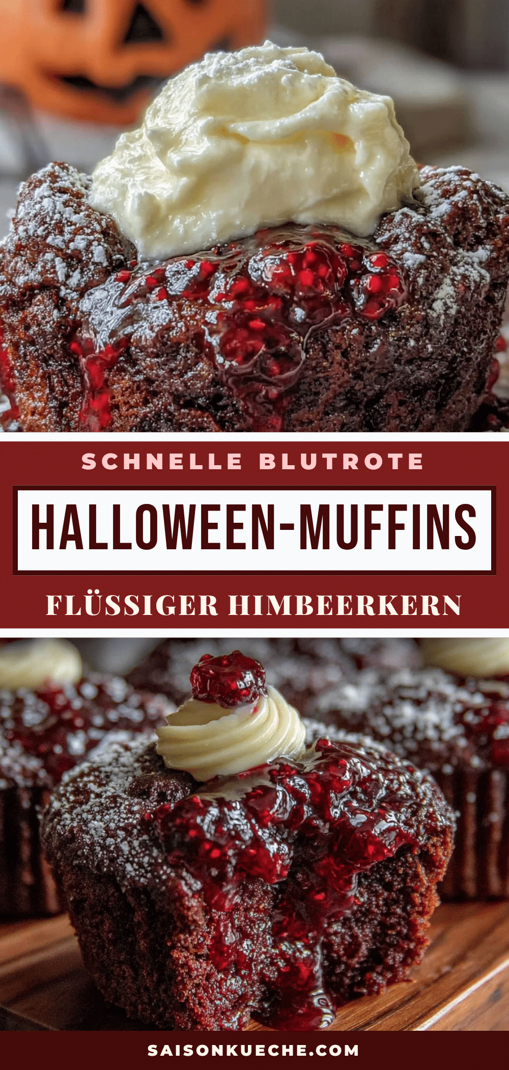 Halloween-Muffins mit flüssigem Kern recipe