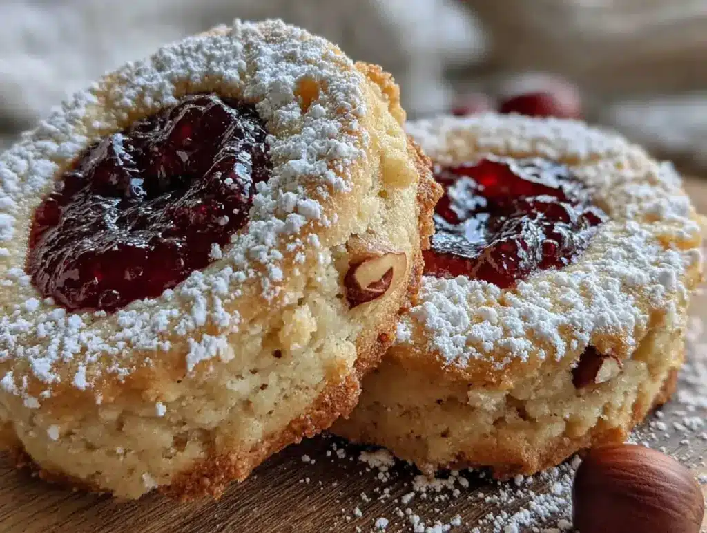Haselnuss-Linzer Plätzchen mit Preiselbeerfüllung - featured image