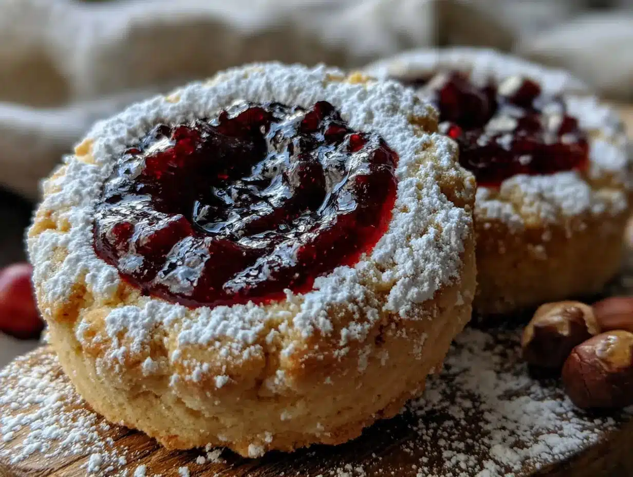 Haselnuss-Linzer Plätzchen mit Preiselbeerfüllung preparation steps