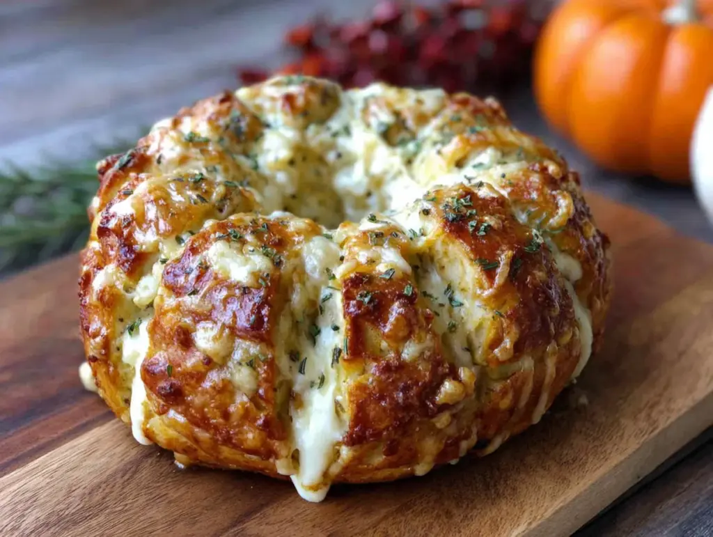 Jack-o-Lantern-Zupfbrot mit Schinken und Käse - featured image