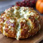 Jack-o-Lantern-Zupfbrot mit Schinken und Käse - featured image