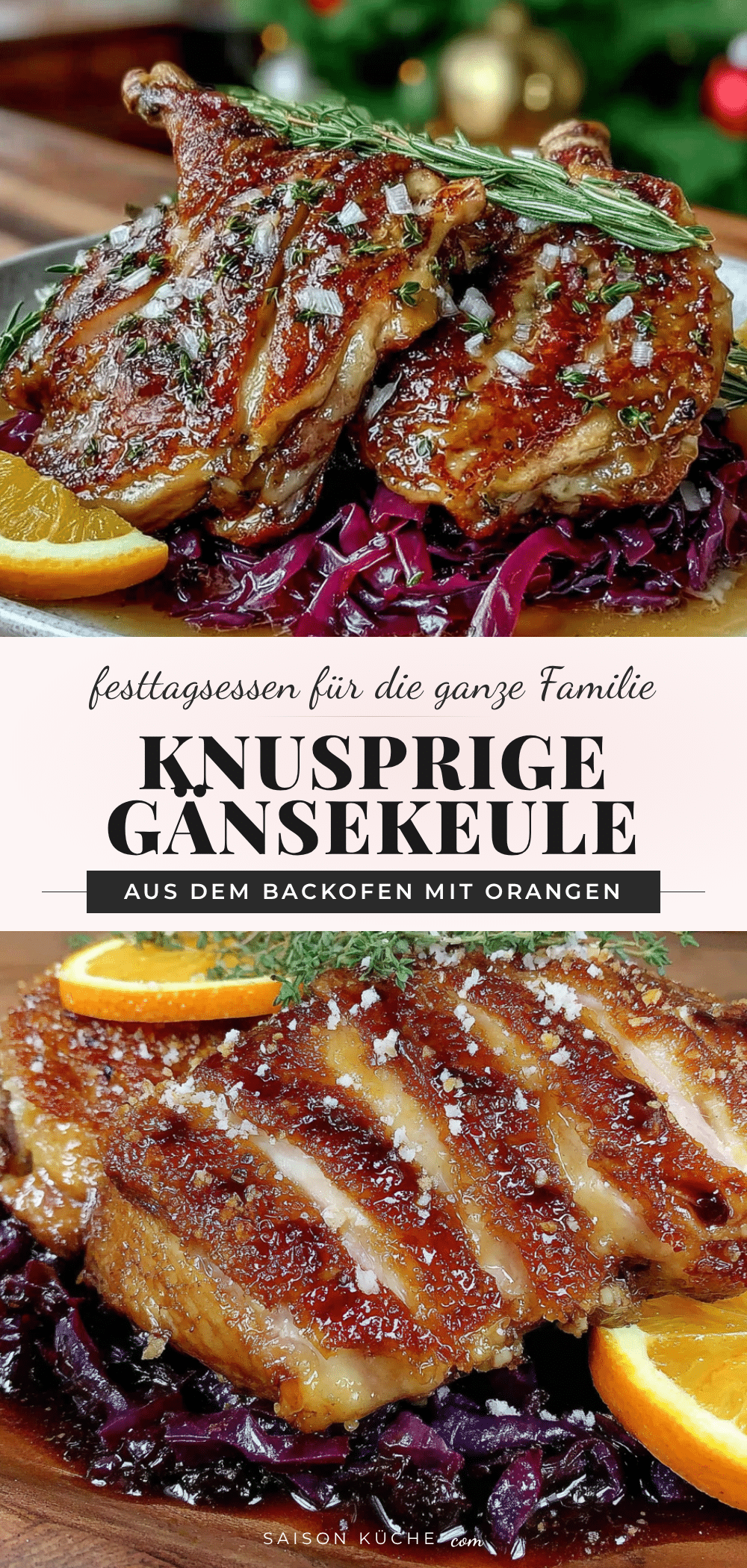 knusprige Gänsekeule aus dem Backofen recipe