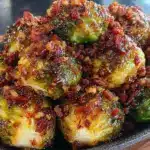 knuspriger Ofen-Rosenkohl mit Honig-Senf-Glasur - featured image