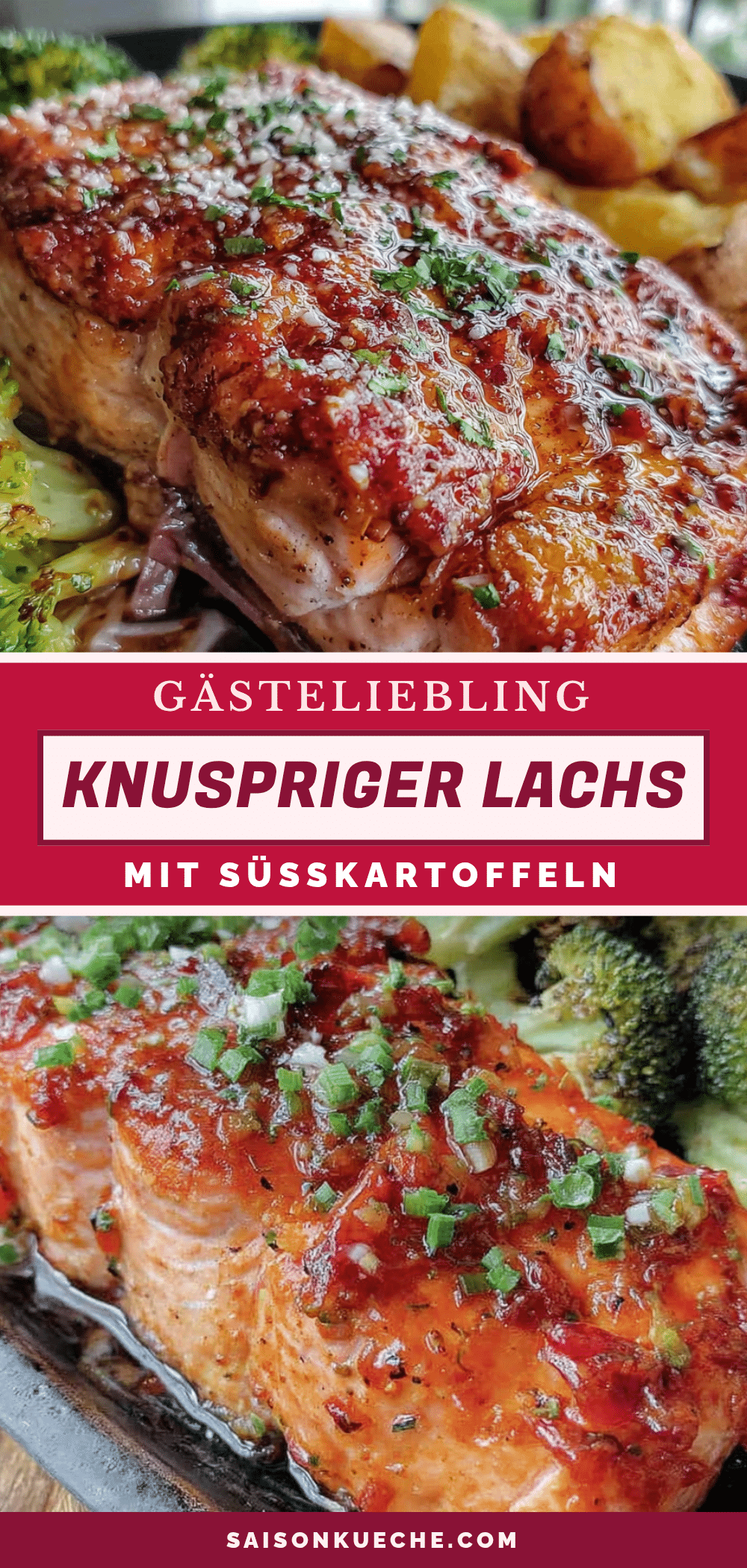 Knuspriger Ofenblech-Lachs mit Süßkartoffeln recipe