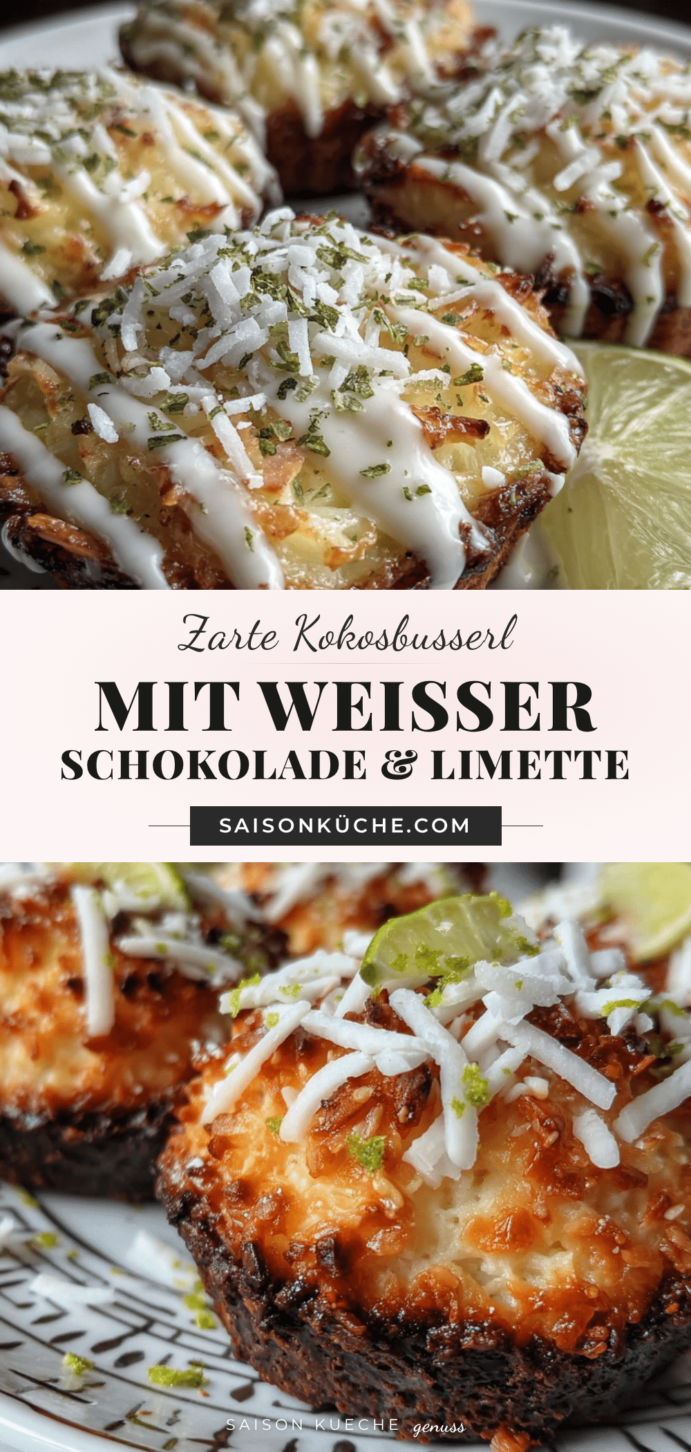 Kokosbusserl mit weißer Schokolade und Limette recipe