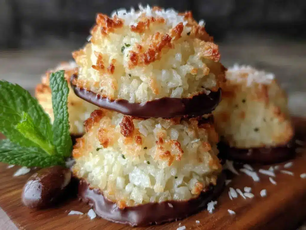 Leichte Kokosmakronen mit Schokoladenboden - featured image