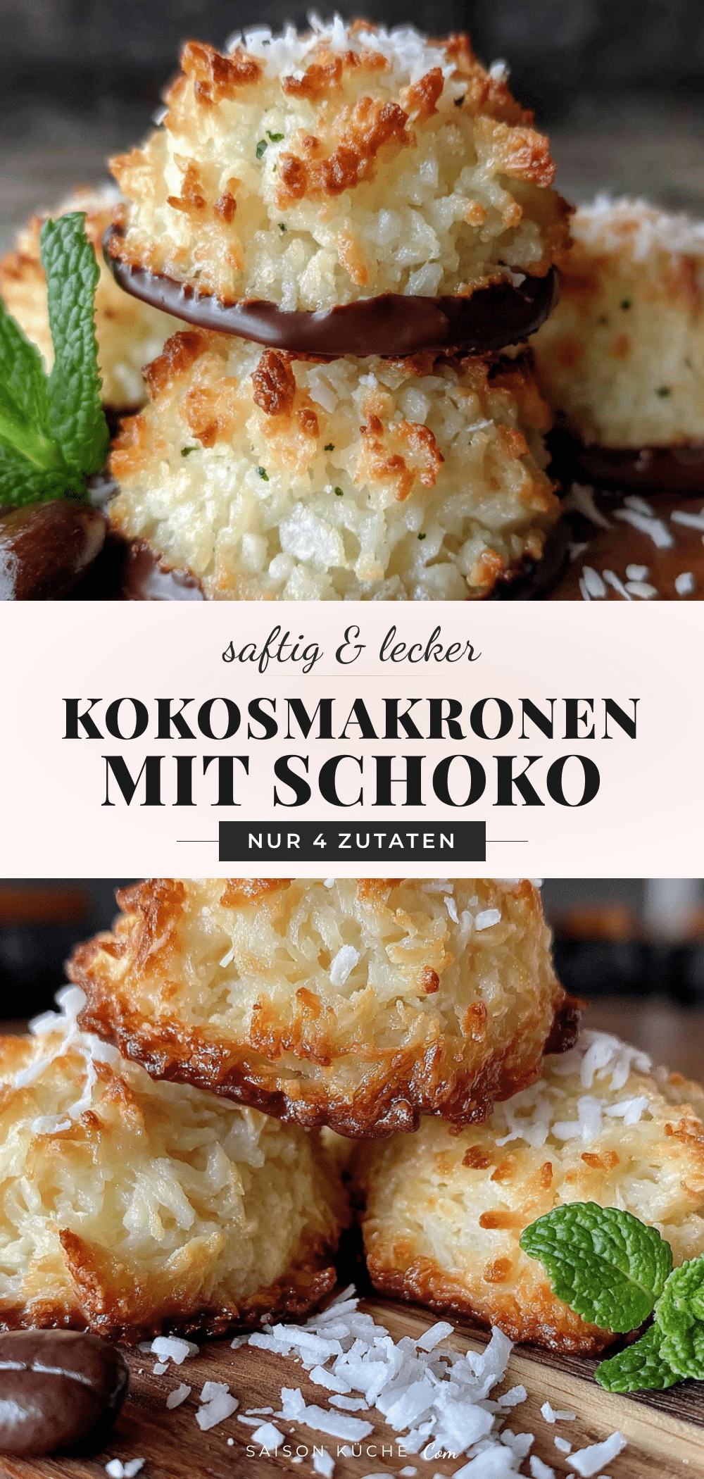 Leichte Kokosmakronen mit Schokoladenboden recipe