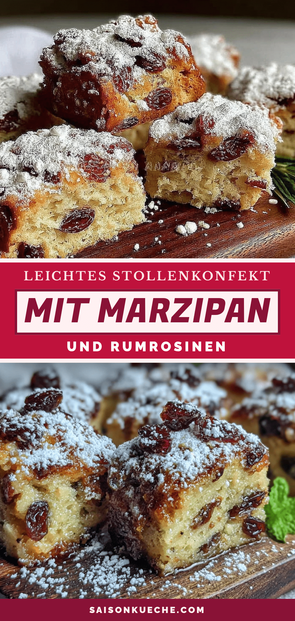 Leichtes Stollenkonfekt mit Marzipan und Rum-Rosinen recipe
