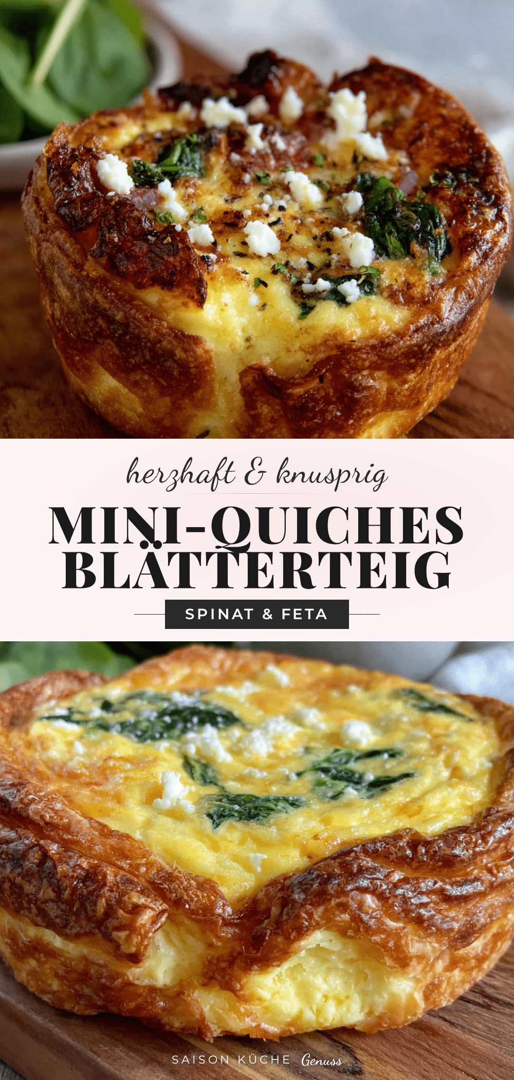 Mini-Quiches mit Spinat und Feta aus Blätterteig recipe