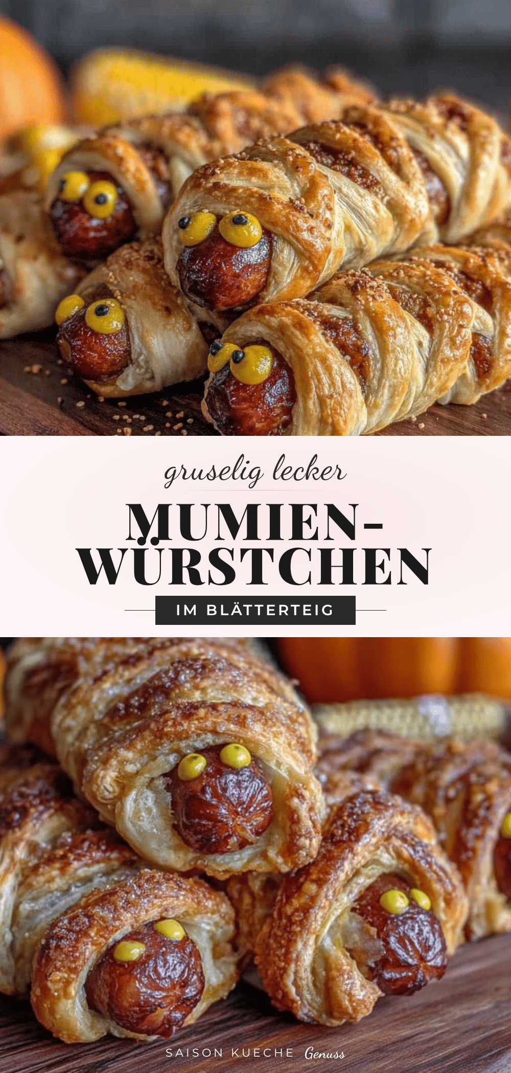 Mumien-Würstchen im Blätterteig recipe