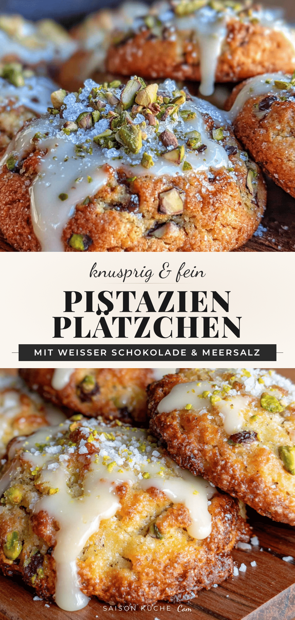 Pistazien-Plätzchen mit weißer Schokolade und Meersalz recipe
