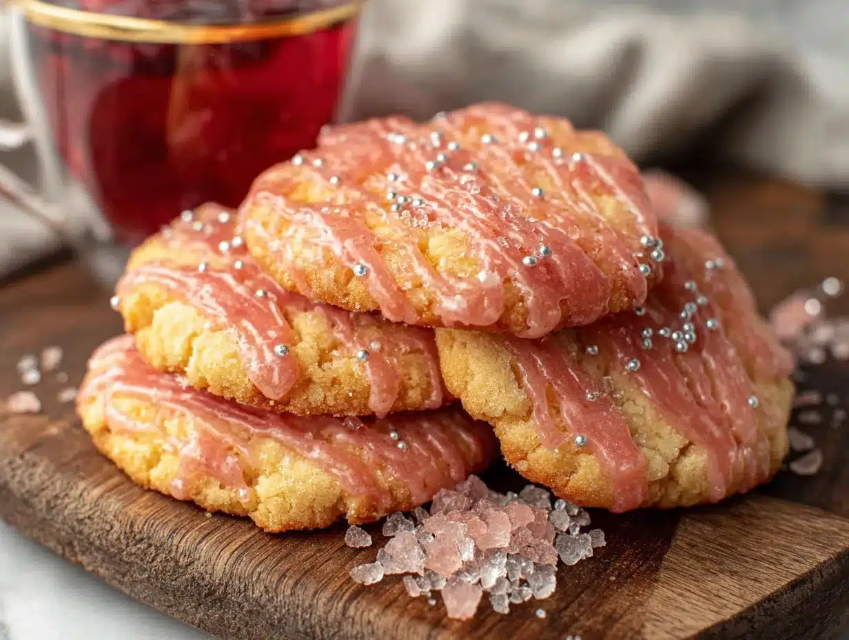 Punschkekse mit rosa Zuckerglasur preparation steps