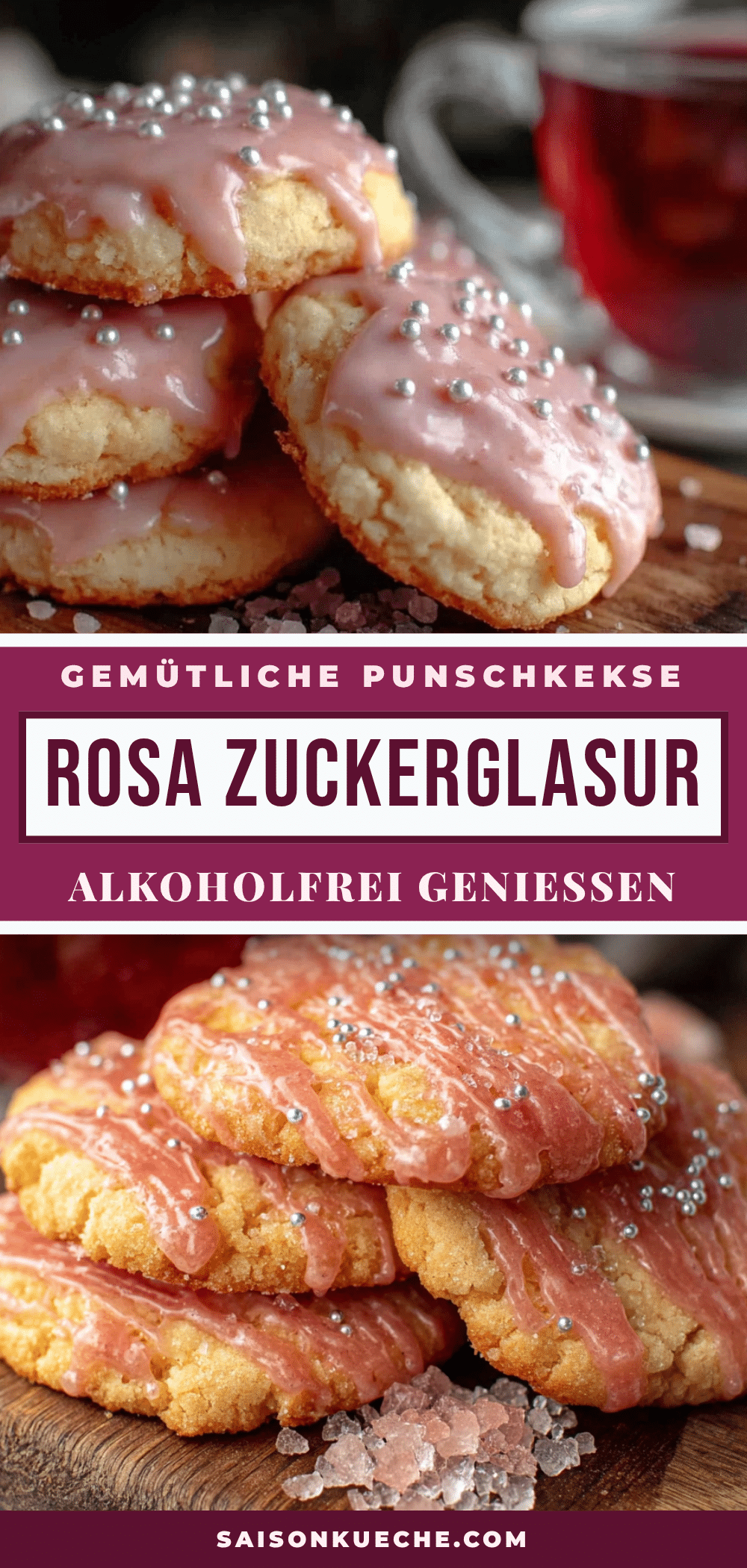 Punschkekse mit rosa Zuckerglasur recipe