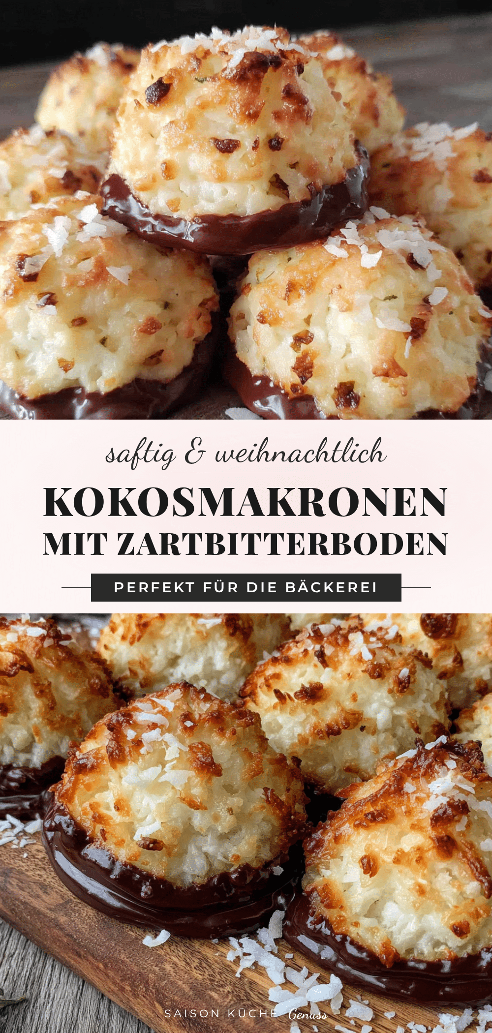 Saftige Kokosmakronen mit Zartbitterboden recipe