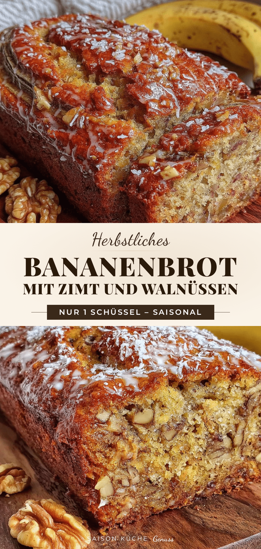 Saftiges Bananenbrot mit Zimt und Walnüssen recipe