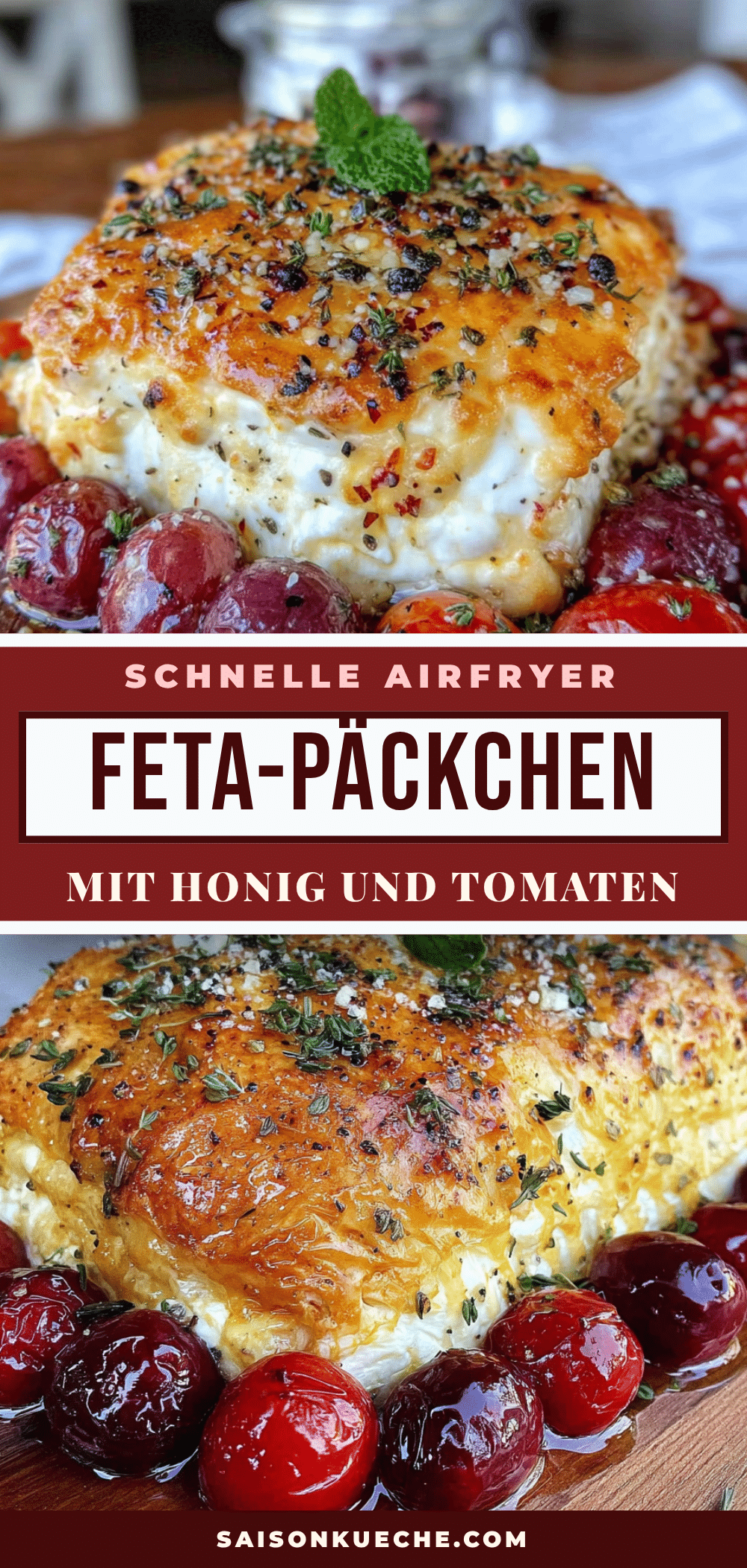 Schnelle Airfryer Feta-Päckchen mit Honig und Tomaten recipe