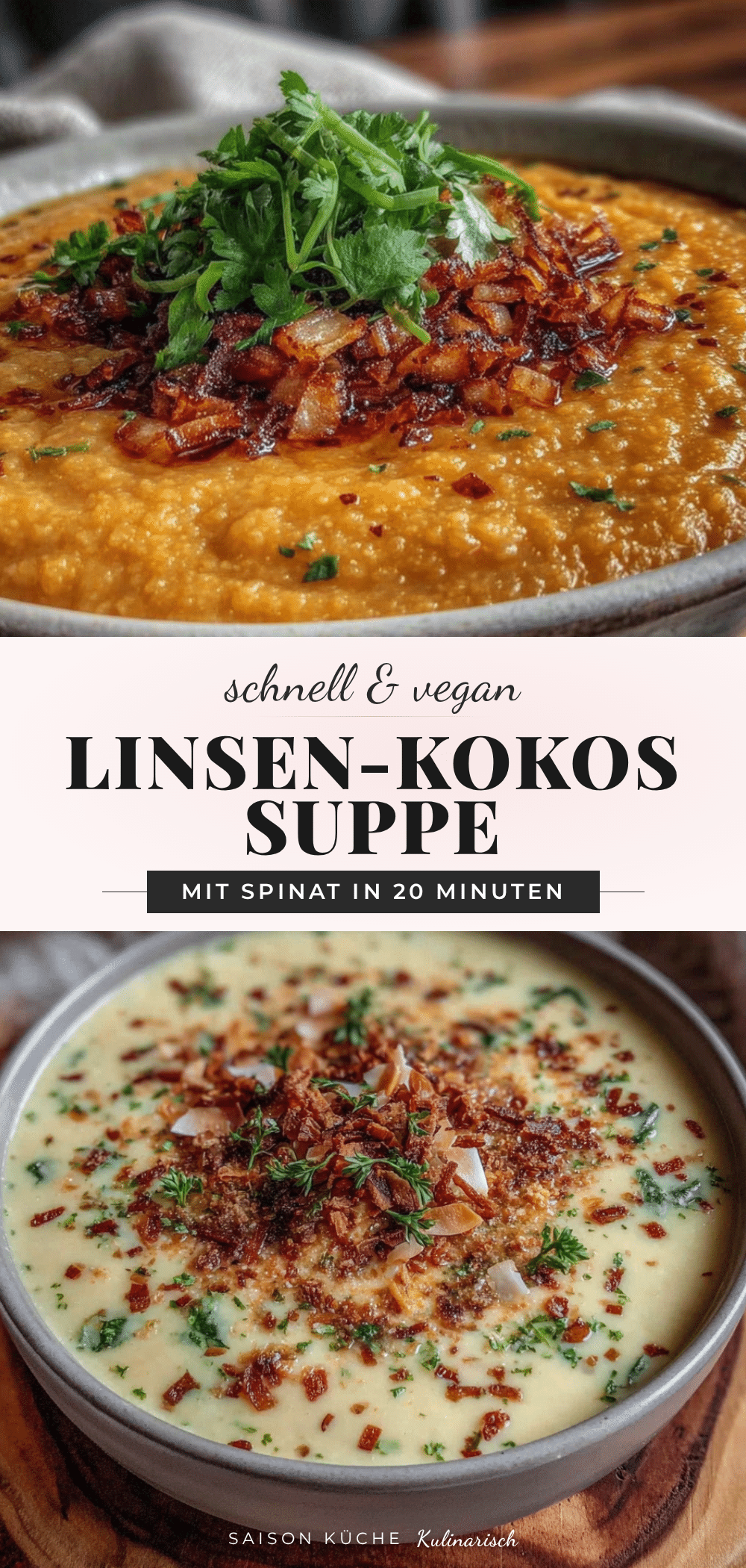 Schnelle Linsen-Kokos-Suppe mit Spinat recipe