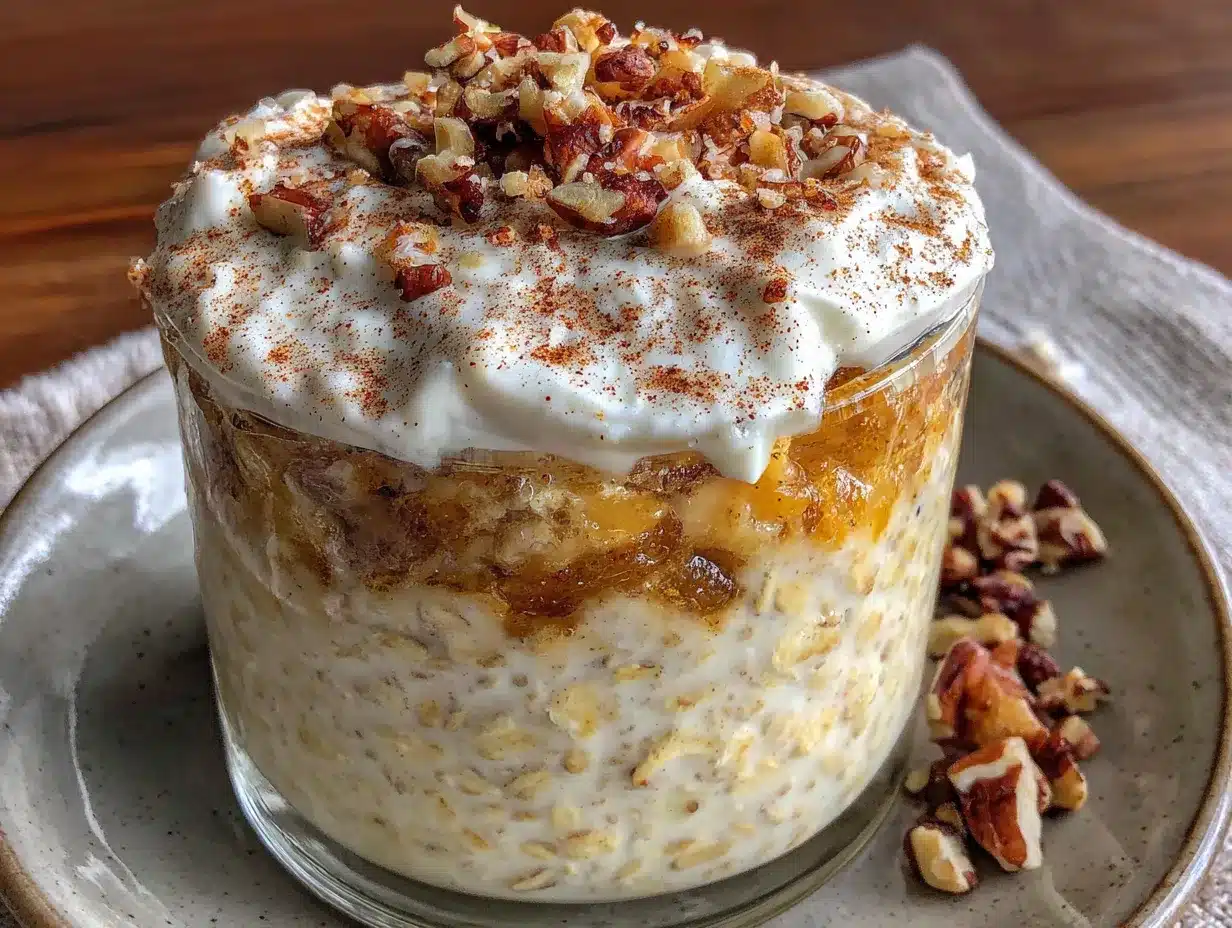 Schnelle Overnight Oats mit Apfelkuchen-Geschmack preparation steps