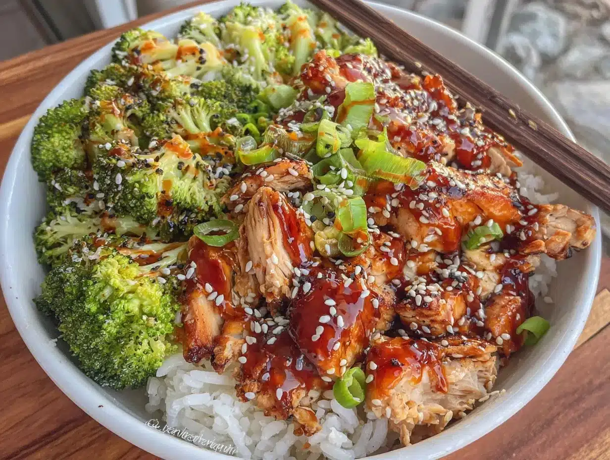 Schnelle Teriyaki-Hähnchen-Bowl mit Brokkoli preparation steps