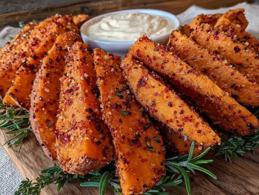 Süßkartoffelspalten mit Feta-Honig-Dip - featured image