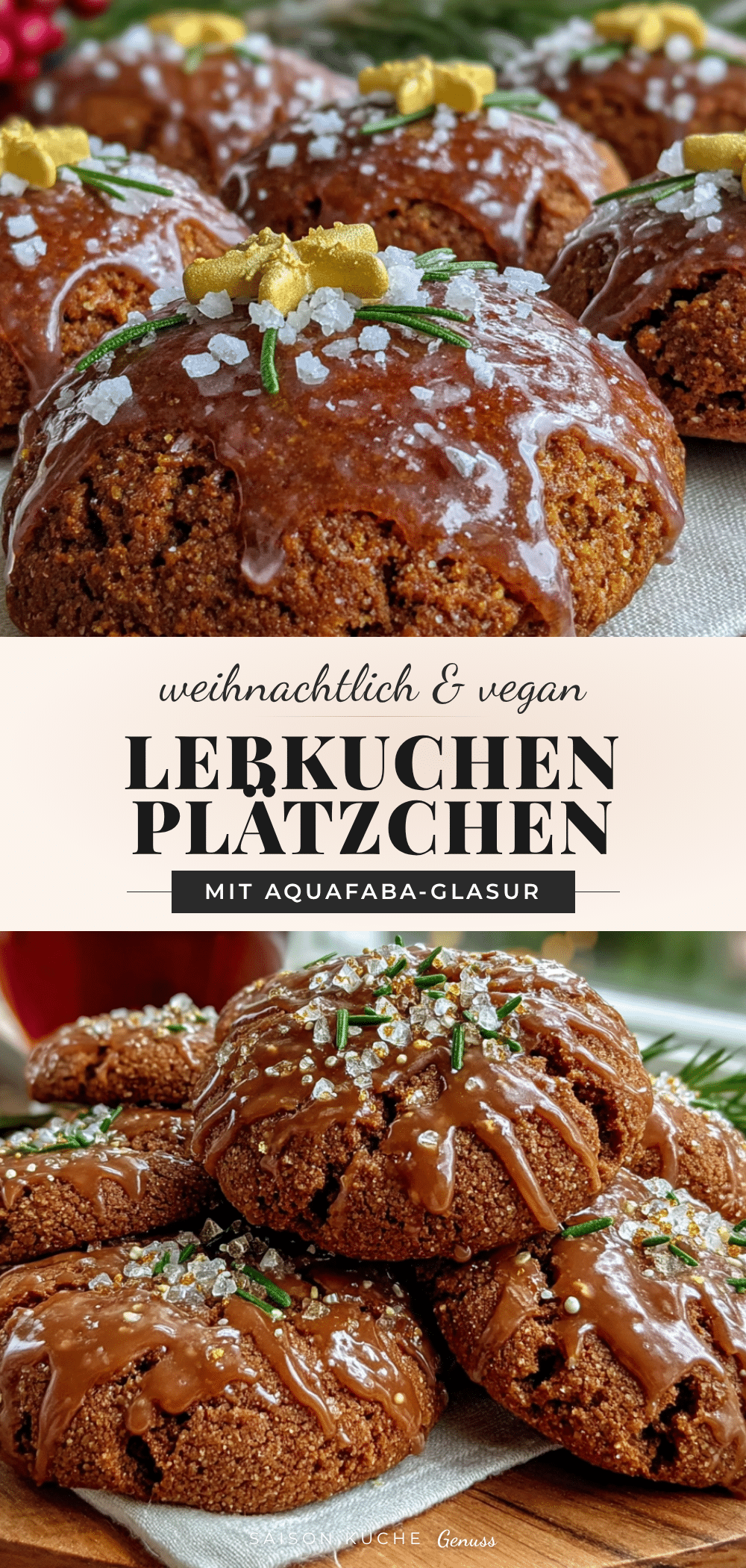 vegane Lebkuchen-Plätzchen mit Aquafaba-Glasur recipe